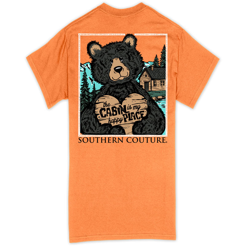 Southern Couture Classic Cabin Happy Place Bear T-Shirt