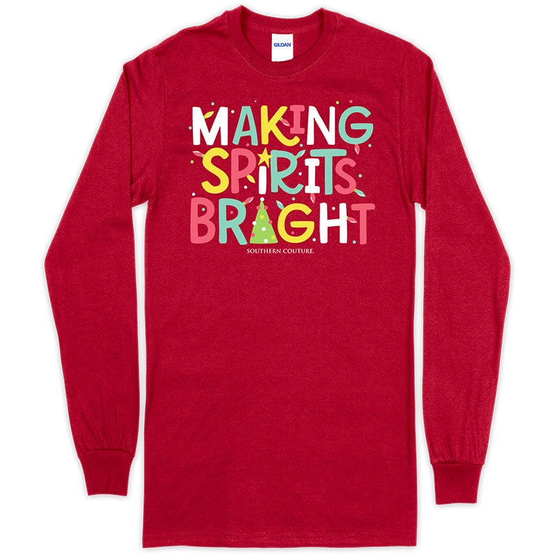 Southern Couture Making Spirits Bright Holiday Long Sleeve Soft T-Shirt