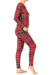 Red Plaid Fleece Lined Lounge Pajama Set Pants and Shirt