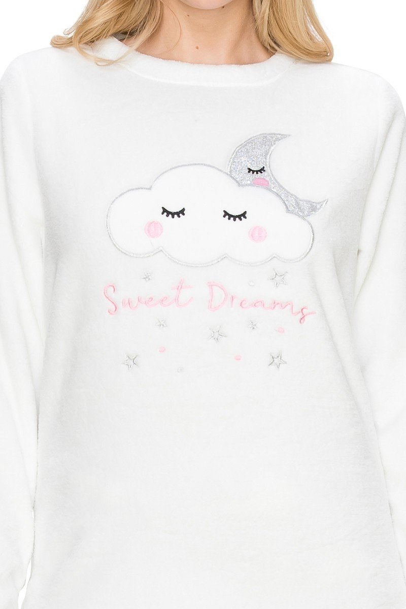 Sweet Dreams Fuzzy Lounge Pajama Set Pants and Shirt - SimplyCuteTees