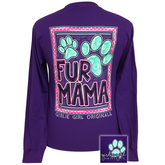 Girlie Girl Preppy Fur Mama Long Sleeve T Shirt