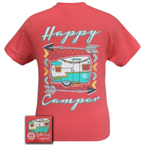 Girlie Girl Southern Originals Happy Camper Arrows Coral Silk T-Shirt