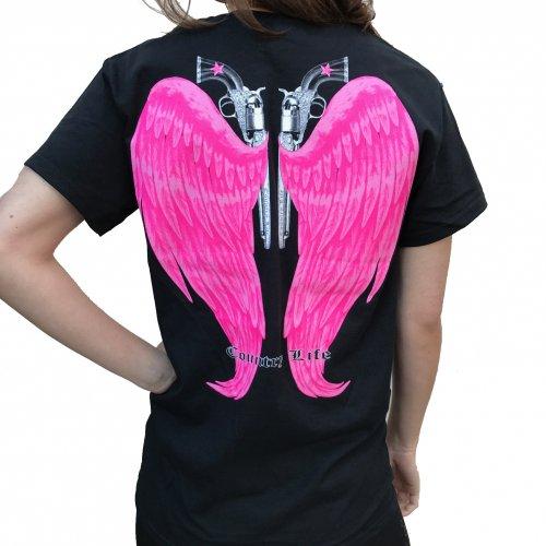 Country Life Outfitters Black & Pink Wings Guns Vintage Girlie